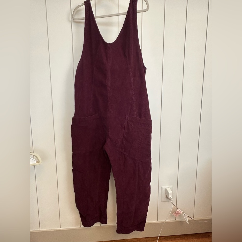 Free People Corduroy Burgundy Overalls